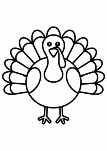 Simple Turkey Outline Coloring In For Kids 2