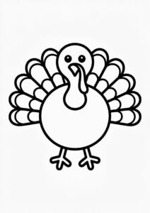 Simple Turkey Outline Coloring In For Kids 3