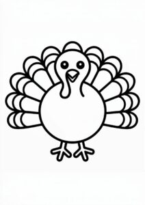 Simple Turkey Outline Coloring In For Kids 4