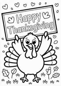 Small Turkey Holding Up A Happy Thanksgiving Sign 2