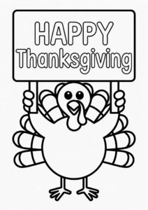 Small Turkey Holding Up A Happy Thanksgiving Sign 4