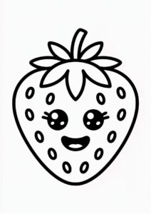Smiling Cartoon Strawberry Coloring Page 3