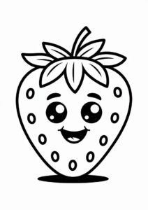 Smiling Cartoon Strawberry Coloring Page 4