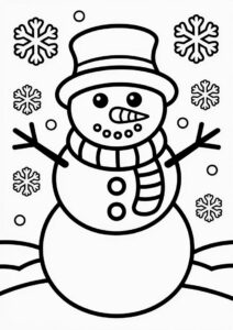 Smiling Snowman With Wild Life To Color 2