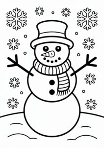 Smiling Snowman With Wild Life To Color 3