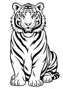 Smiling Tiger With Cute Paws Coloring Page 1