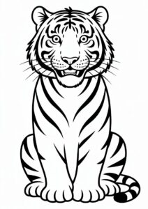 Smiling Tiger With Cute Paws Coloring Page 4