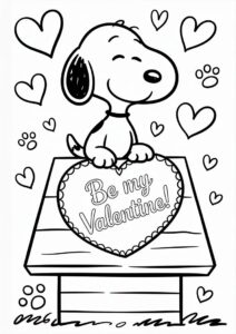 Snoopy Receiving Love Letter Valentines Day Coloring Page For Kids 2