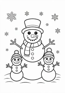Snowman Family Coloring Sheet 1