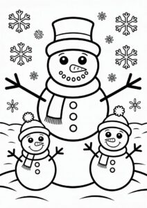 Snowman Family Coloring Sheet 4