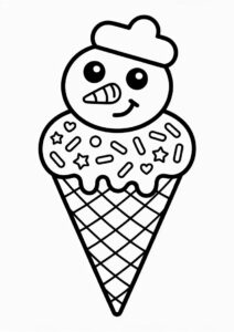 Snowman Ice Cream Coloring Page Cone With Sprinkles All Over 1