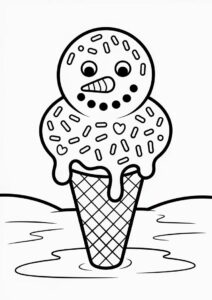 Snowman Ice Cream Coloring Page Cone With Sprinkles All Over 10