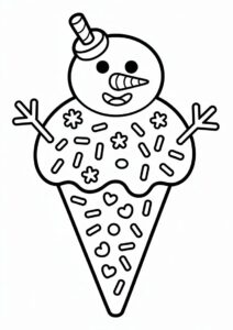 Snowman Ice Cream Coloring Page Cone With Sprinkles All Over 11