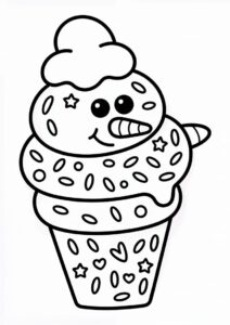 Snowman Ice Cream Coloring Page Cone With Sprinkles All Over 12