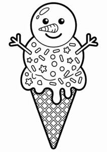 Snowman Ice Cream Coloring Page Cone With Sprinkles All Over 13