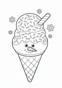 Snowman Ice Cream Coloring Page Cone With Sprinkles All Over 14