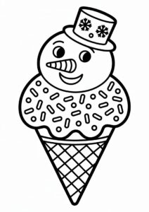 Snowman Ice Cream Coloring Page Cone With Sprinkles All Over 15