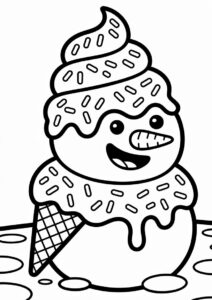 Snowman Ice Cream Coloring Page Cone With Sprinkles All Over 16