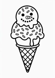Snowman Ice Cream Coloring Page Cone With Sprinkles All Over 17
