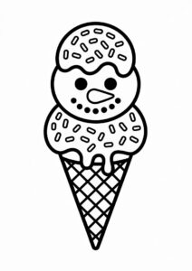 Snowman Ice Cream Coloring Page Cone With Sprinkles All Over 18