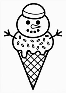 Snowman Ice Cream Coloring Page Cone With Sprinkles All Over 19