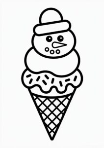 Snowman Ice Cream Coloring Page Cone With Sprinkles All Over 20
