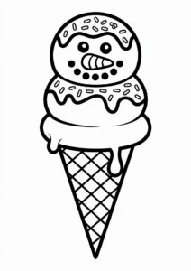 Snowman Ice Cream Coloring Page Cone With Sprinkles All Over 22