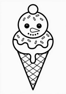 Snowman Ice Cream Coloring Page Cone With Sprinkles All Over 23