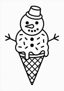 Snowman Ice Cream Coloring Page Cone With Sprinkles All Over 24