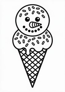 Snowman Ice Cream Coloring Page Cone With Sprinkles All Over 26