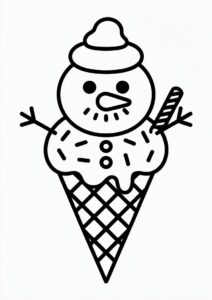 Snowman Ice Cream Coloring Page Cone With Sprinkles All Over 28