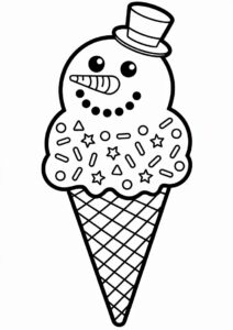 Snowman Ice Cream Coloring Page Cone With Sprinkles All Over 29