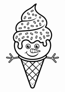 Snowman Ice Cream Coloring Page Cone With Sprinkles All Over 3