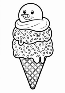 Snowman Ice Cream Coloring Page Cone With Sprinkles All Over 30