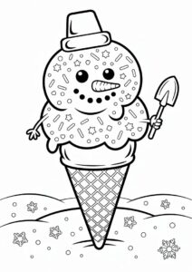 Snowman Ice Cream Coloring Page Cone With Sprinkles All Over 5