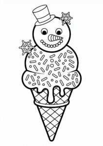 Snowman Ice Cream Coloring Page Cone With Sprinkles All Over 6