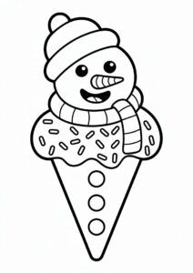 Snowman Ice Cream Coloring Page Cone With Sprinkles All Over 7