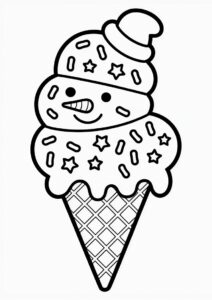 Snowman Ice Cream Coloring Page Cone With Sprinkles All Over 8
