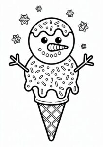Snowman Ice Cream Coloring Page Cone With Sprinkles All Over 9