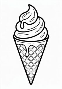 Soft Serve Ice Cream Coloring Page In Waffle Cone 1