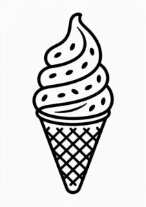 Soft Serve Ice Cream Coloring Page In Waffle Cone 2