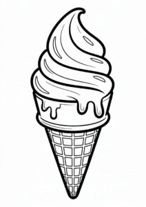 Soft Serve Ice Cream Coloring Page In Waffle Cone 3