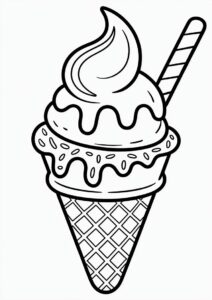 Soft Serve Ice Cream Coloring Page In Waffle Cone 4