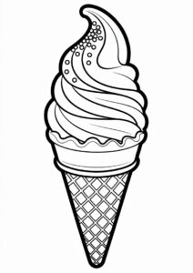 Soft Serve Ice Cream Coloring Page In Waffle Cone 6