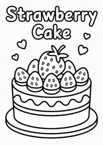 Strawberry Cake Coloring Page 2