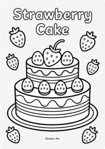 Strawberry Cake Coloring Page 3