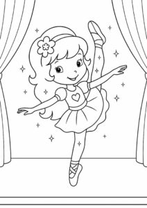 Strawberry Coloring Page Ballerina On Stage For Kids 3