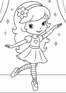 Strawberry Coloring Page Ballerina On Stage For Kids 4