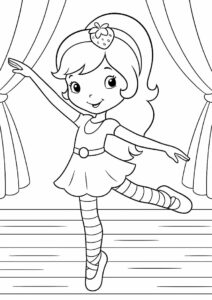 Strawberry Coloring Page Ballerina On Stage For Kids 5