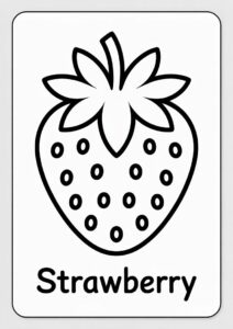 Strawberry Coloring Page Fruit Flashcard For Kids 1